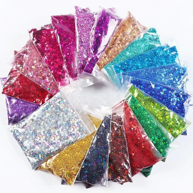 50g Chunky Glitter Holographic Laser Flakes Nail Glitter Powder For Jewelry Making Diy Resin Art Craft Fine Iridescent Sequins