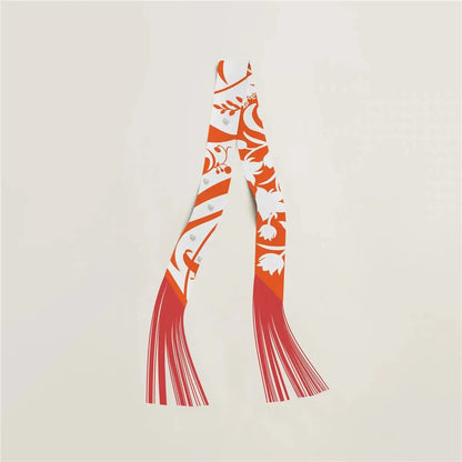 130x5cm Tassel Cashew Print Scarf Women's All-season Twill Silk Decorative Ribbon Multi-purpose Bag Hair Tie Belt Scarf
