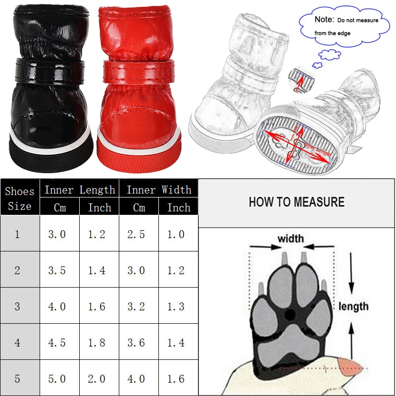 Waterproof Dog Shoes For Small Medium Dogs Cats Winter Warm Puppy Snow Boots Outdoor Adjustable Chihuahua Pug Shoes Pet Sneakers