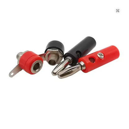 10Pair Silver 4mm Banana Plug Male and Female 4mm Banana Jack Panel Mount Banana Socket Terminal Connector Adapter Red Black