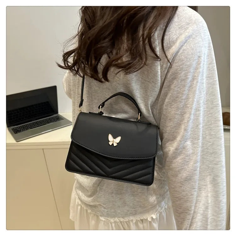 Lucky butterfly bag women's new fashion solid color simple texture trend beautiful casual shoulder messenger bag portable small