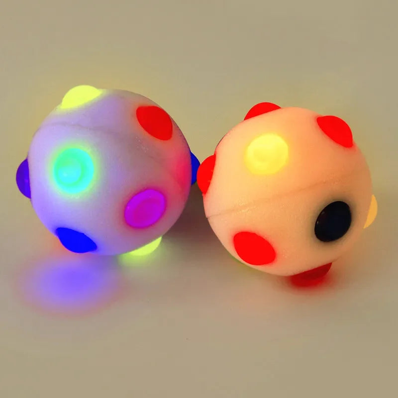 Dog Toy Glowing Ball LED Puppy Balls Flashing Elastic Ball Toy Pet Color Light Ball Interactive Toys For Cats Small Dogs Child