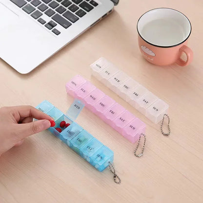 Mini Portable Transparent Medicine Box Waterproof Week-long Day-of-the-week Divider Small Pill Organizer Rectangle