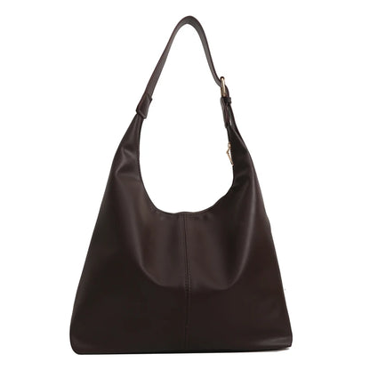 Trendy Casual Soft PU Women's Handbags Solid Color Large Capacity Female Shoulder Bag Retro Tote Bag For Commute Shopping
