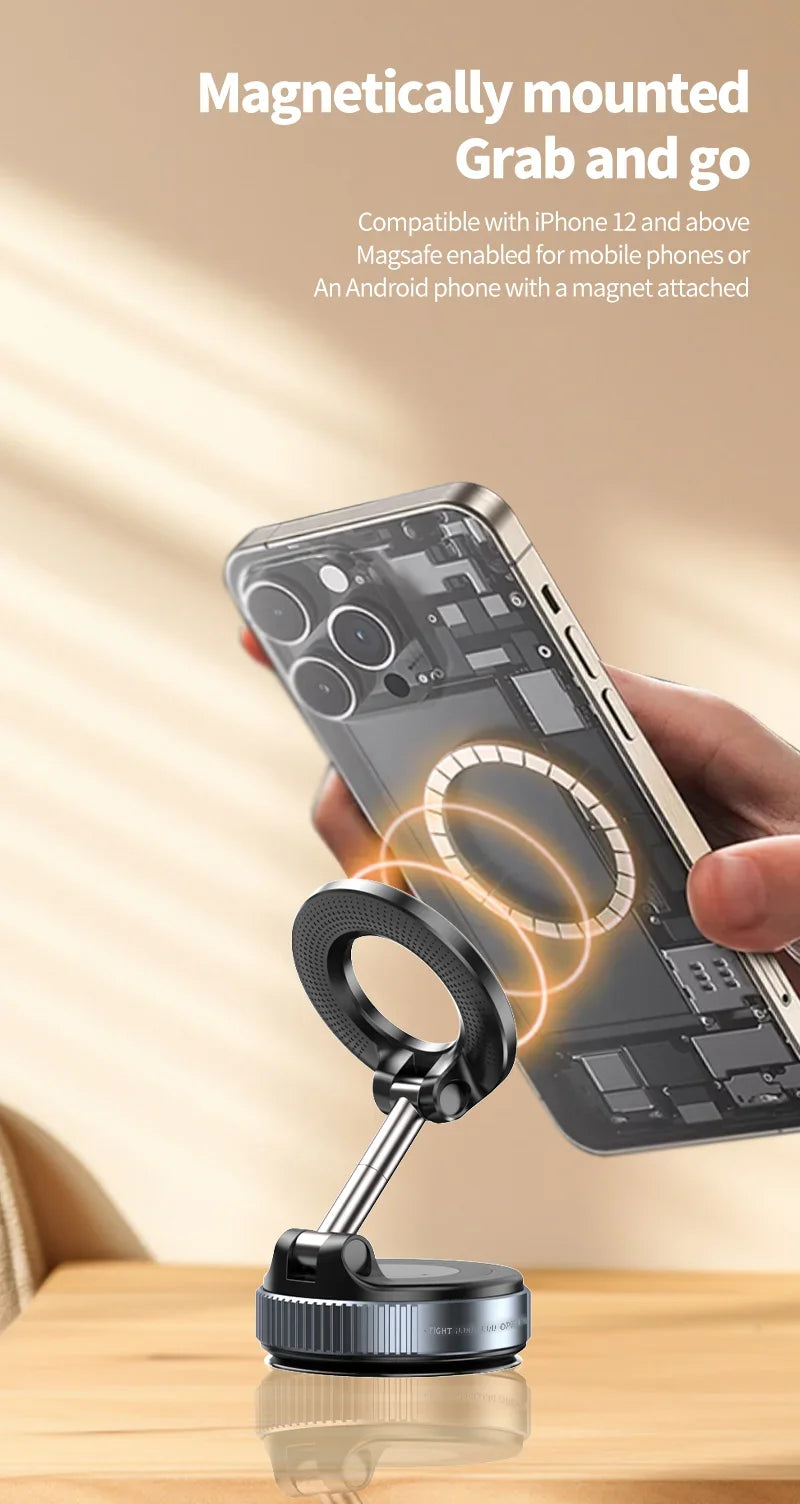 Vacuum Magnet Phone Bracket Multi-angles Adjustment Strong Magnetic Suck Design Foldable Car Holder For iphone Navigation Stand