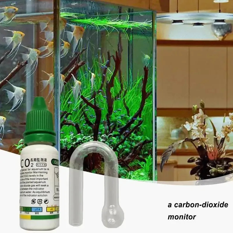 Aquarium CO2 Indicator DIY Fish Tank Glass Liquid Tester Monitor Plants Grass CO2 System Solution Drop Checker Kit 15ml