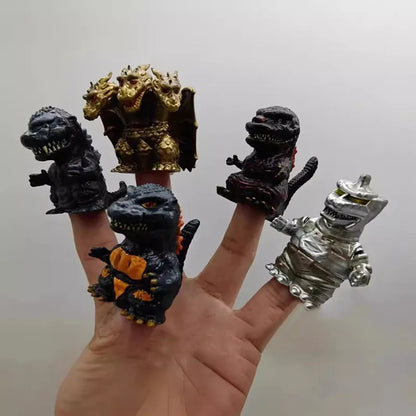 5pcs/set Mecha Godzilla Titanus Gojira King Ghidorah Finger Puppets Movie Cartoon Peripheral Action Figure Vinyl Doll Model Toy