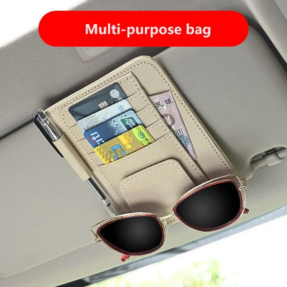 Multi functional ID storage clip car sun visor sun visor small card bag clip car glasses clip banknote storage bag