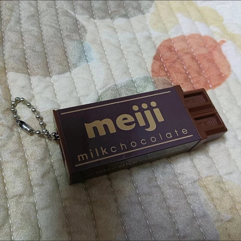 Simulated Meiji Chocolate Fidget Toy Bendy Snap-And-Play Stress Relief Jp Style Keychain Pendant Funny Gifts Creative Gadgets