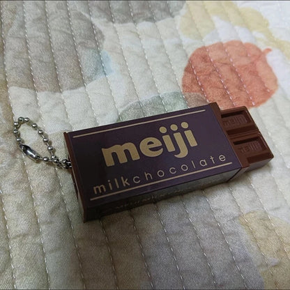 Simulated Meiji Chocolate Fidget Toy Bendy Snap-And-Play Stress Relief Jp Style Keychain Pendant Funny Gifts Creative Gadgets
