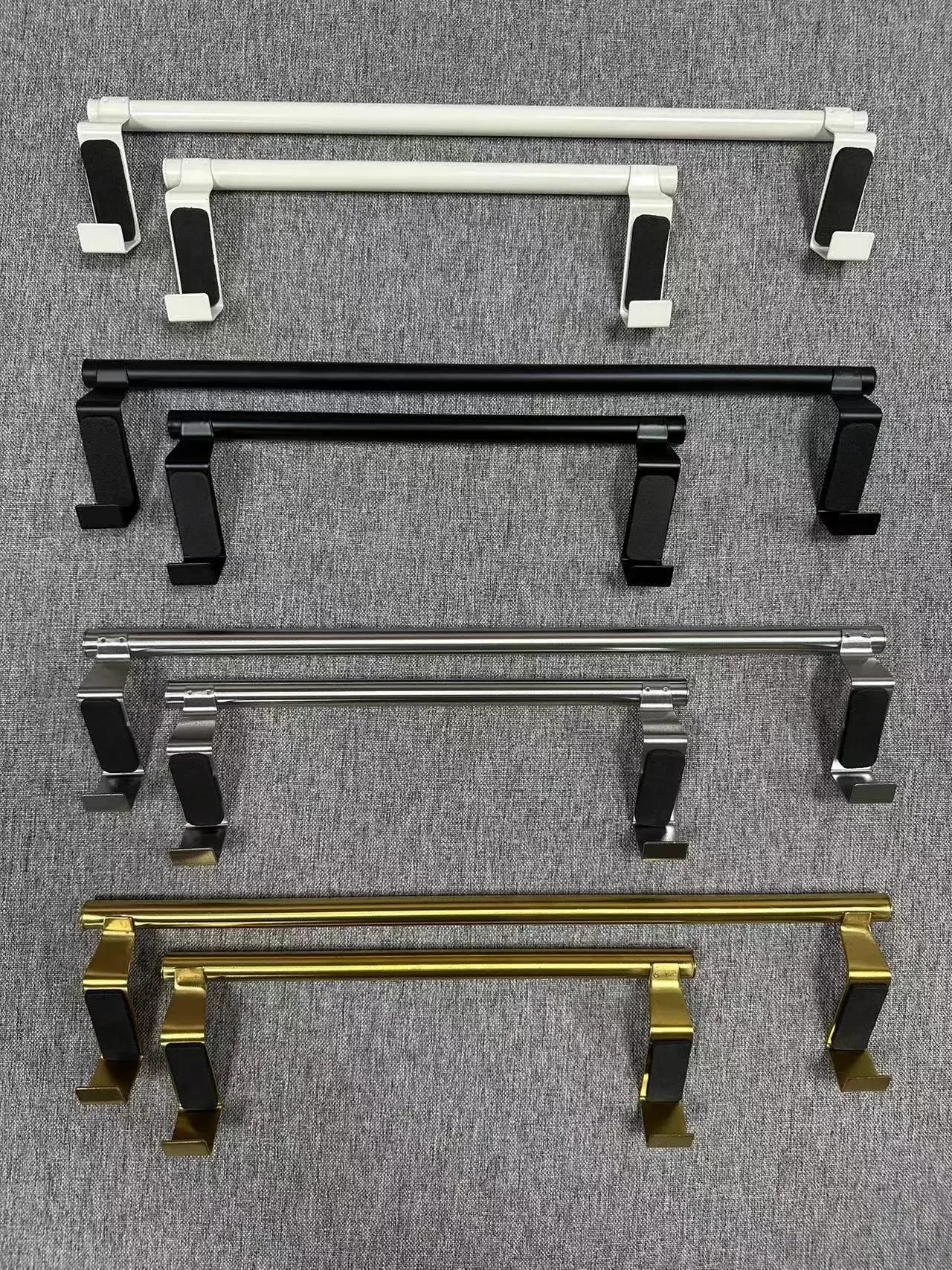 1Pcs Towel Rack Over Door Towel Bar Hanging Holder Stainless Steel Bathroom Kitchen Cabinet White Black Towel Rag Shelf Hanger