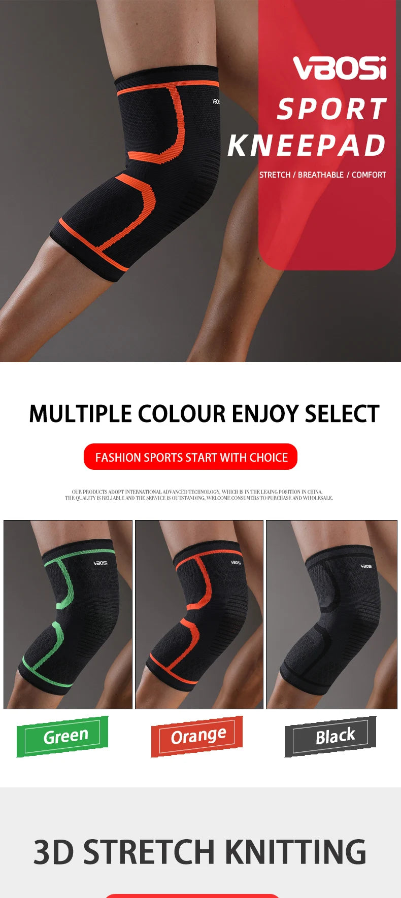 1 Pc Elastic Breathable Compression Knee Support Sleeve for Basketball Running Cycling