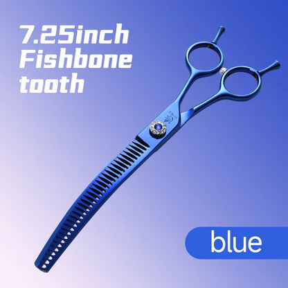 Fenice High-end 7.25 inch Professional Pet Dog Grooming Scissors Curved Thinning Chunker Shears for tijeras peluquería canina