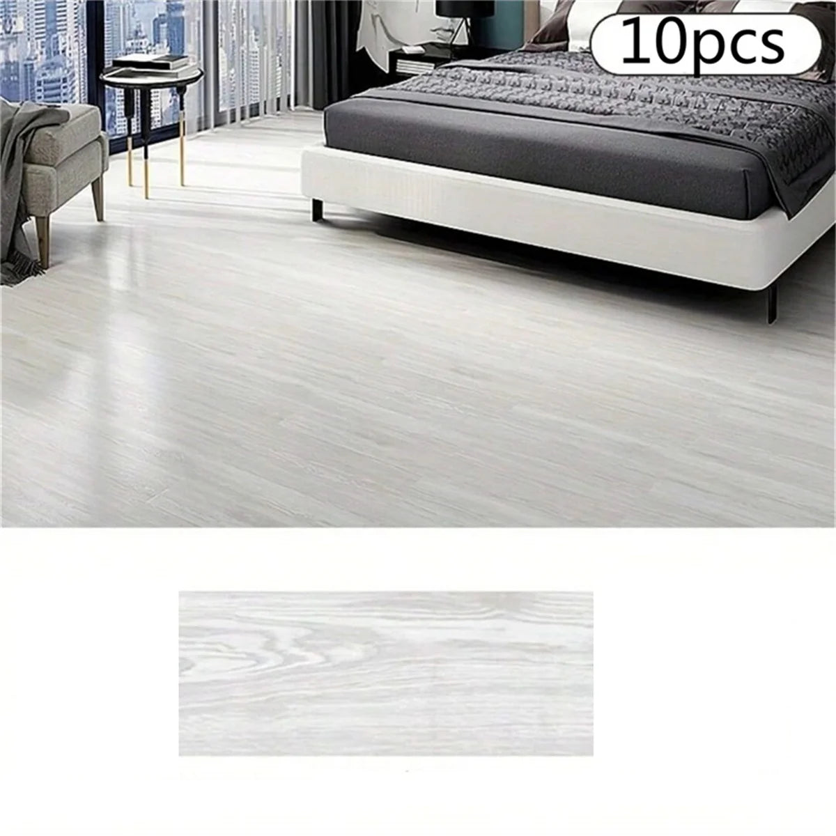 10Pcs 40x15cm PVC Floor Stickers Self-adhesive Stickers Waterproof Thickened Wood Grain Floor Stickers Stickers Living Room