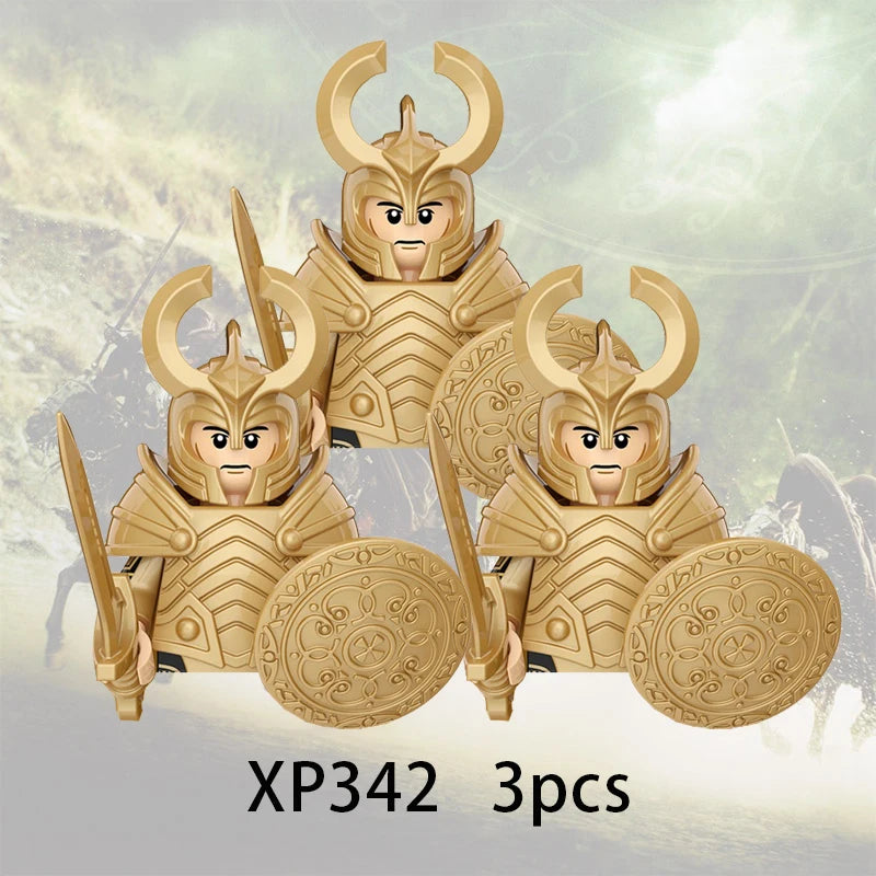 3pcs Lord Rings Elves Orcs Army Dwarf Rohan Mini Action Toy Figures Building Blocks Assembly Toys for Kids Birthday Gift