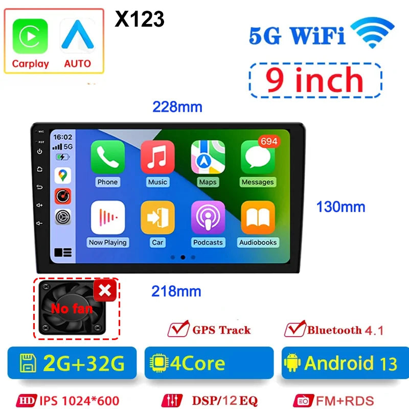 7 9 10"2 Din Car Audio Android 13 Android auto Wireless Carplay 64G Automotive Multimedia Player BT GPS Car intelligent Systems