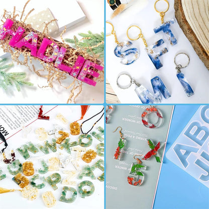 Alphabet Silicone Mold for Epoxy Resin Kit Mixed Style Letters Resin Casting Mold Set DIY Keychain Pendant Jewelry Making Tools