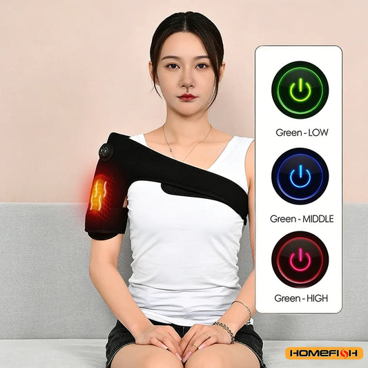 Smart Heated Massage Brace for Shoulder - Support with Graphene Heating & Pulse Vibration for Joint & Muscle Massage