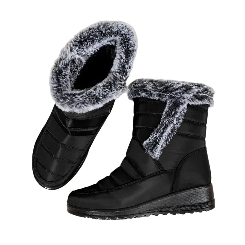 Waterproof Women's Winter Snow Boots 2024 – Warm Faux Fur Ankle Boots, Thick Plush, Non-Slip Cotton Boots for Women