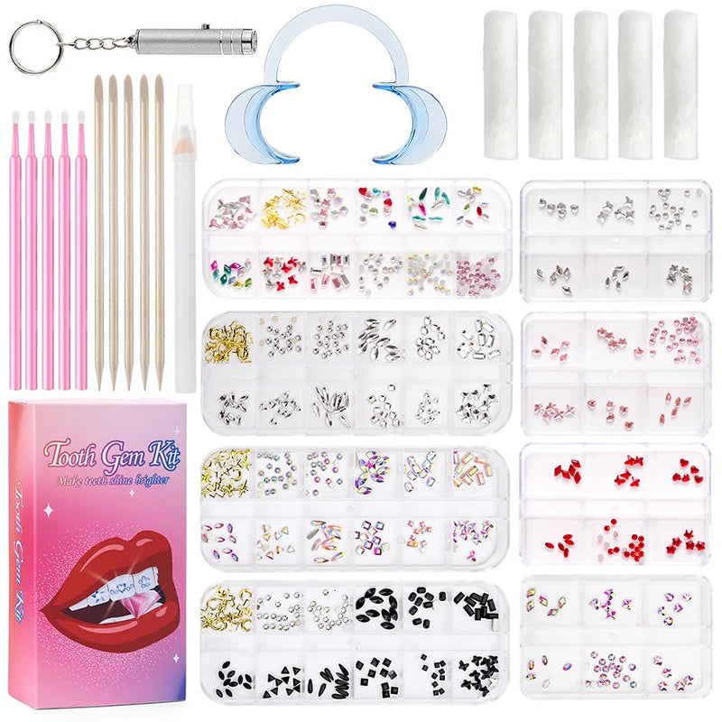1 Set Professional Tooth Gem Kit Diy Love Horse Eye Crystals Jewelry Kit Teeth Gems Kit Tooth Gems For Teeth Jewelry Starter