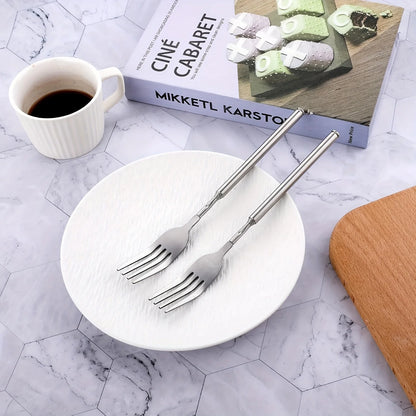 1pc Expandable Stainless Steel Fork- 8.7 To 25.4 Inches, Adjustable Length for BBQ, Durable and Portable Design