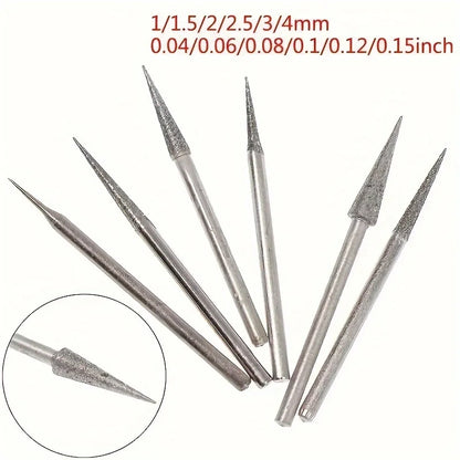 6Pcs 1-4mm Diamond Grinding Head Needle Bits Burrs Engraving Carving Tool 2.35mm Shank D