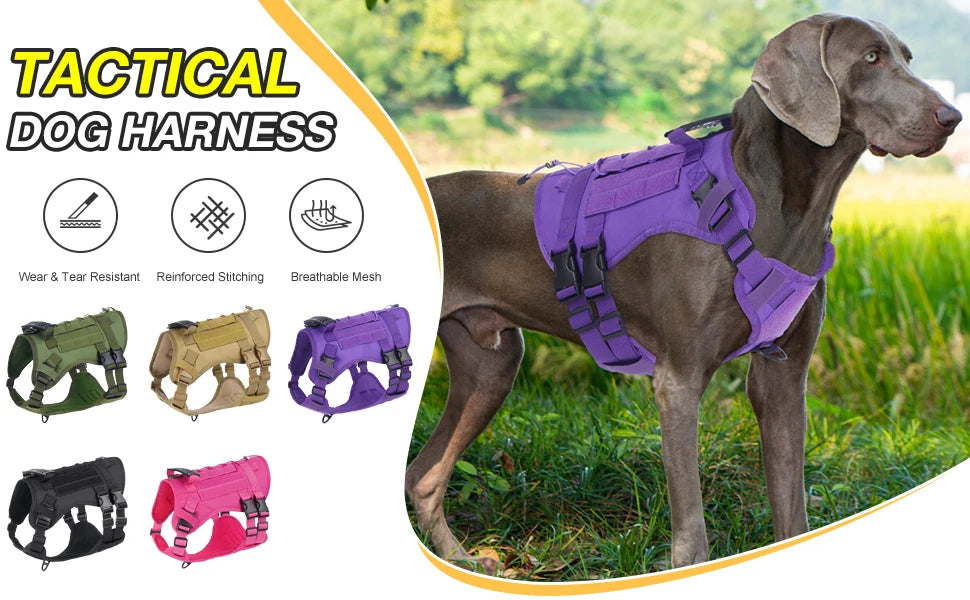 Tactical Chest Strap Large Dog Explosion proof Outdoor Anti slip Tank Top Pet Traction Dog Harness Reinforcement Loop Dog Walkin