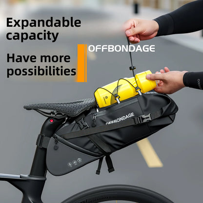 OFFBONDAGE Bicycle Saddlebag Waterproof 15L Large Capacity Bike Bag Cycling Tail Bag MTB Foldable Rear Bag Bike Road Luggage