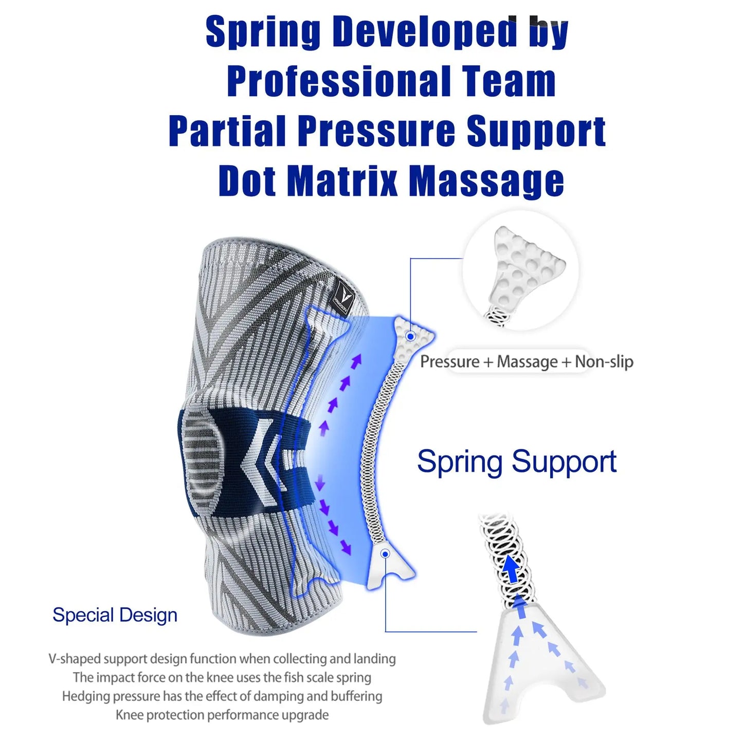 2025 Latest Knee Support for Men Pressurized Elastic Knee Brace with Silicone Spring Basketball  Volleyball Knee Pads