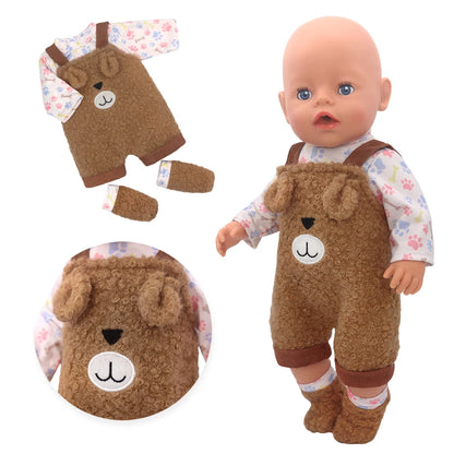 Baby Born Doll Outfits For 13-18 Inch Newborn Doll Cute Jumpers Rompers Suit+Shoes Doll Accessories Festival Birthday Gift