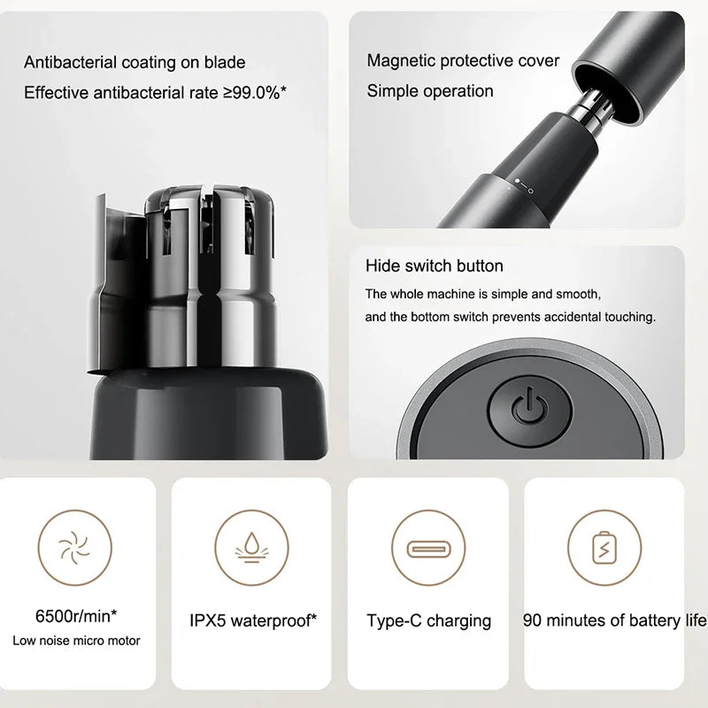 Xiaomi Mijia Electric Nose Hair Trimmer Portable Nose Ears Hair Eyebrow Trimmer  for Men Rechargeable Painless Clipper