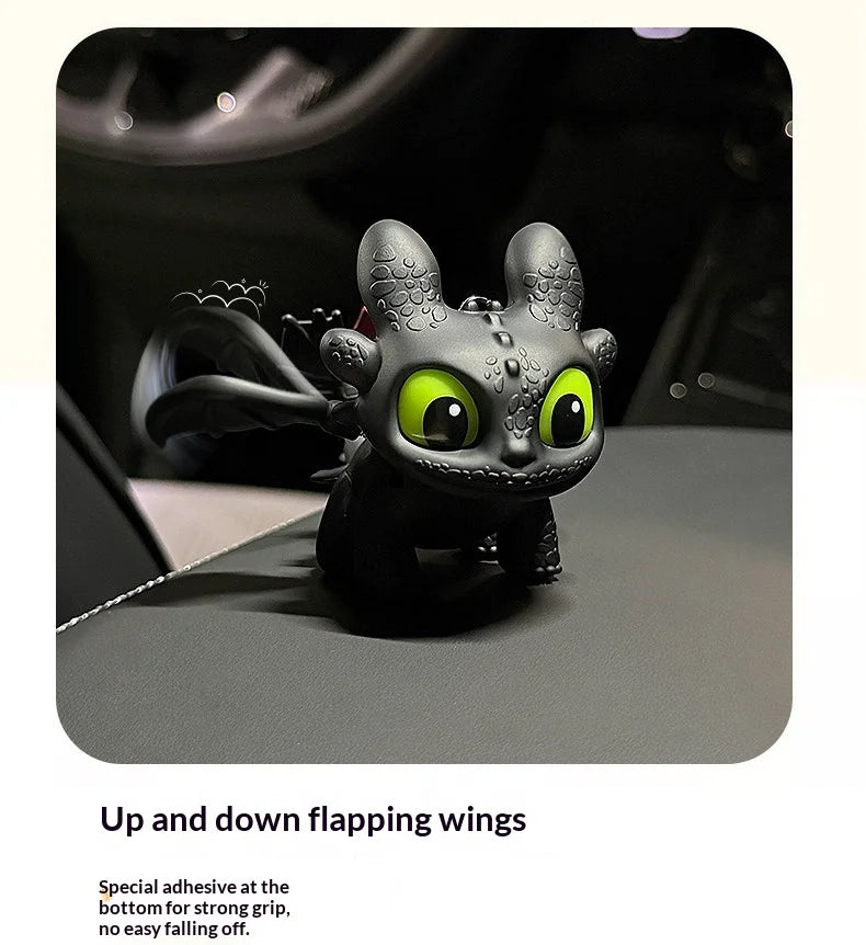 Genuine Cute Glowing Toothless Car Interior Ornament, Night Fury Wings Can Move Car Dashboard Decoration  Car Hanging Accessory
