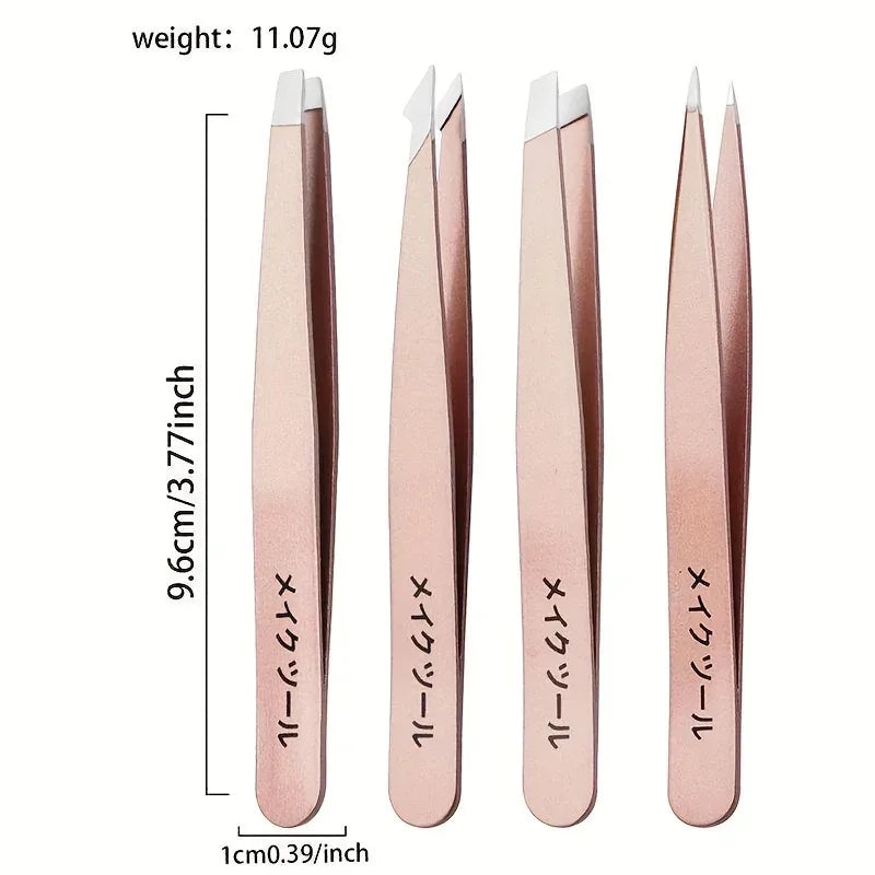 2/4pcs Set Professional Tweezers Set Perfect For Eyebrow Hair Removal Splinter Very Effortless and Relaxed to Remove