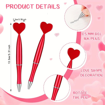 12pcs Valentine's Day Heart Shape Pens Black Gel Ink Rollerball Pens for Office School Supplies Gift Kids Ballpoint Pens