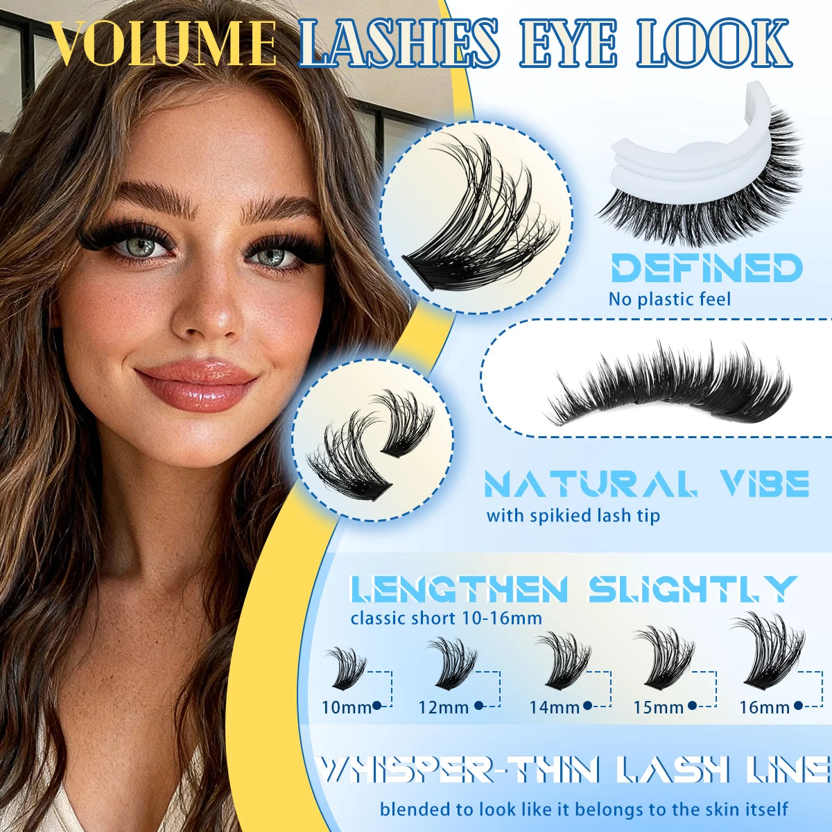 0.07mm DIY 5D Fluffy Lash Clusters 60D 80D 100D Thick Eyelash Clusters D Curl Wispy Individual Lashes 10-16mm Eyelash Extension