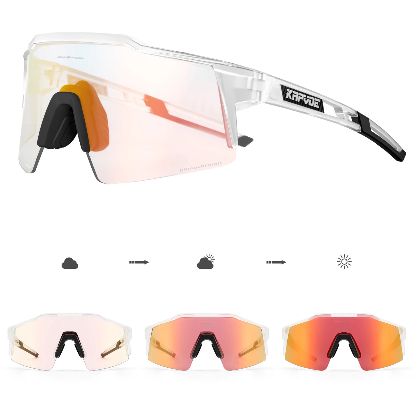 Kapvoe Photochromic Cycling Sunglasses for Men Cycl Glasses Mountain Bicycle Goggles Women Outdoor Sports Running UV400 Eyewear