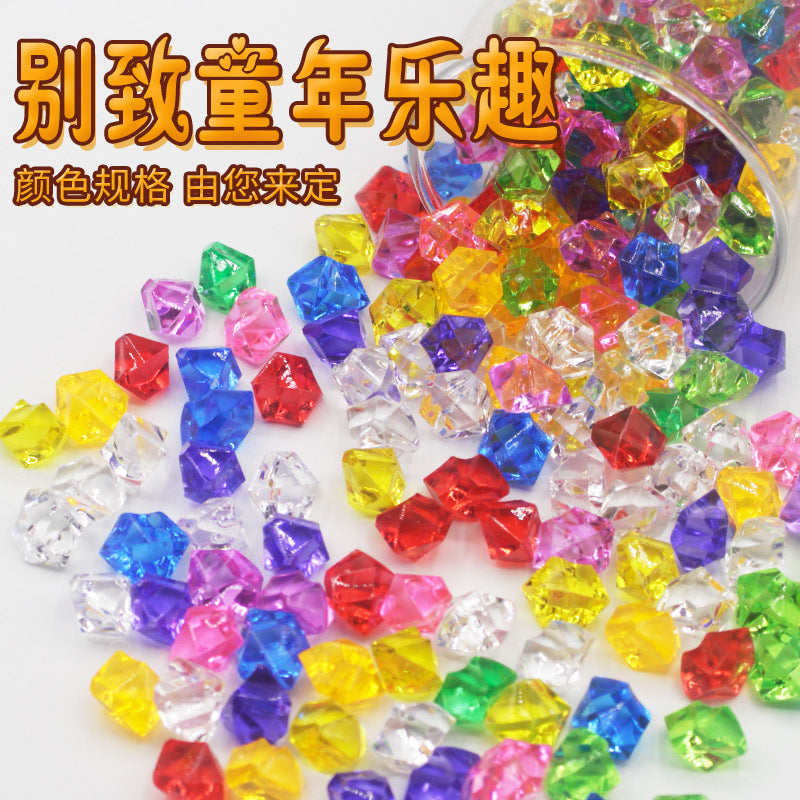 100PCS Plastic Gems Ice Grains Colorful Stones Children Jewels Acrylic Jewels Ice Counter Crystal Diamonds DIY Crafts Beads Toy