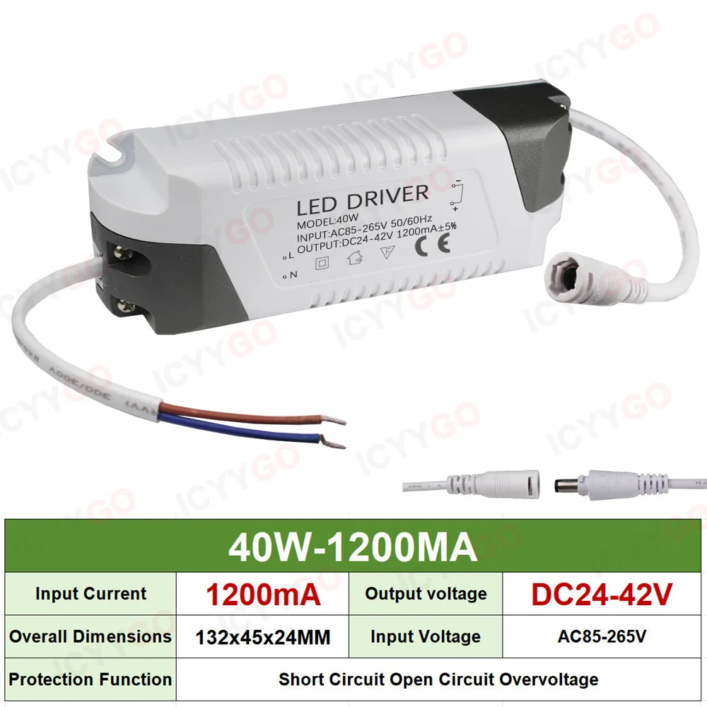 LED 3-4W 4-7W 8-12W 18-25W 25W-36W 40W 50W 300MA 600MA 900MA 1200MA 1500MA LED Constant Current Driver Transformer Power Supply