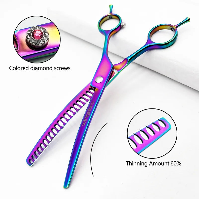 7 inch Dog Hair Trimming Scissors,Pet Grooming Curved Scissors ,Dog Beauty Grooming Curved thinning Scissors Pet Groomer