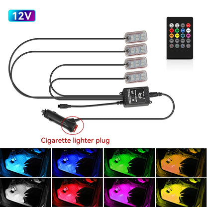 Car Foot Light Ambient Light Atmosphere Decorative Lamp RGB Decorative Lamp LED Car Interior Remote APP Control