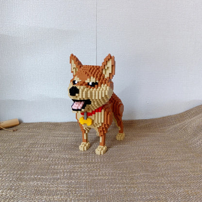 KNEW BUILT Shiba Inu Dogs Model Micro Mini Building Blocks: Educational Recreation Toys for Pet Lover Gifts and Husky Decor