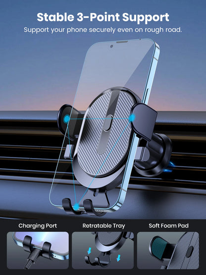Car Phone Holder Mount, TOPK [2023 Upgrade Auto Locking] Universal Phone Holder with Hook Clip for Car Air Vent