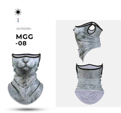 3D Animals Magic Scarf Bandana Breathable Neck Warmer Gaiter Hanging Ear Outdoor Sports Triangle Face Mask Neckerchief Summer