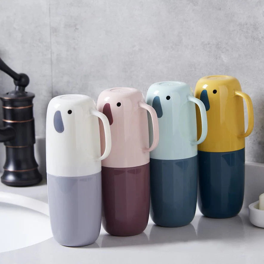 Cartoon Cup Lid Integrated Toothbrush Box Travel Portable Elephant Toothpaste Toothbrush Holder Student Dormitory Holder