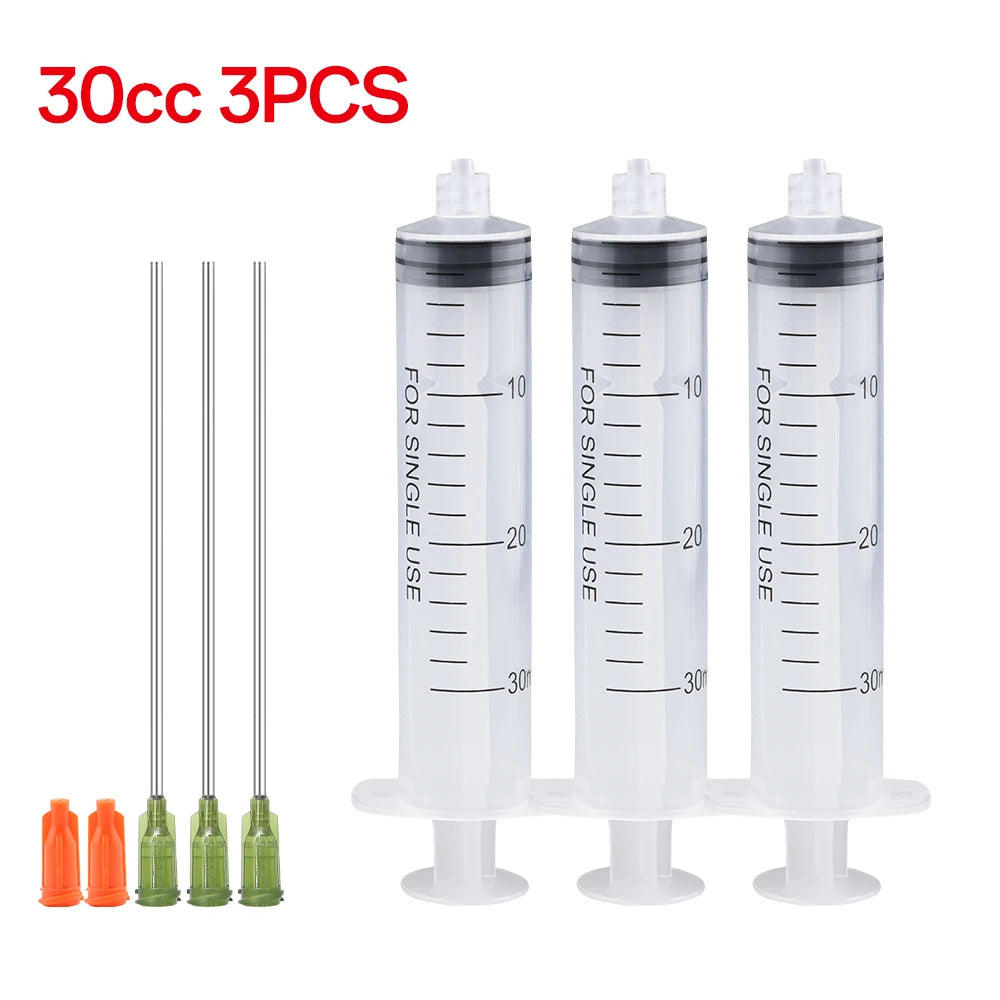 3ml-60ml Plastic Luer Lock Syringe Industrial Syringes With 4 Inch Glue Dispensing Tip and Caps for Oil Glue Liquid,Pet Feeding