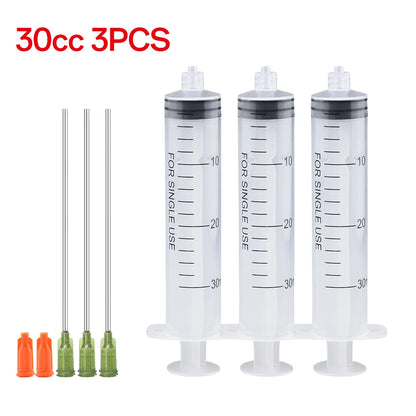 3ml-60ml Plastic Luer Lock Syringe Industrial Syringes With 4 Inch Glue Dispensing Tip and Caps for Oil Glue Liquid,Pet Feeding