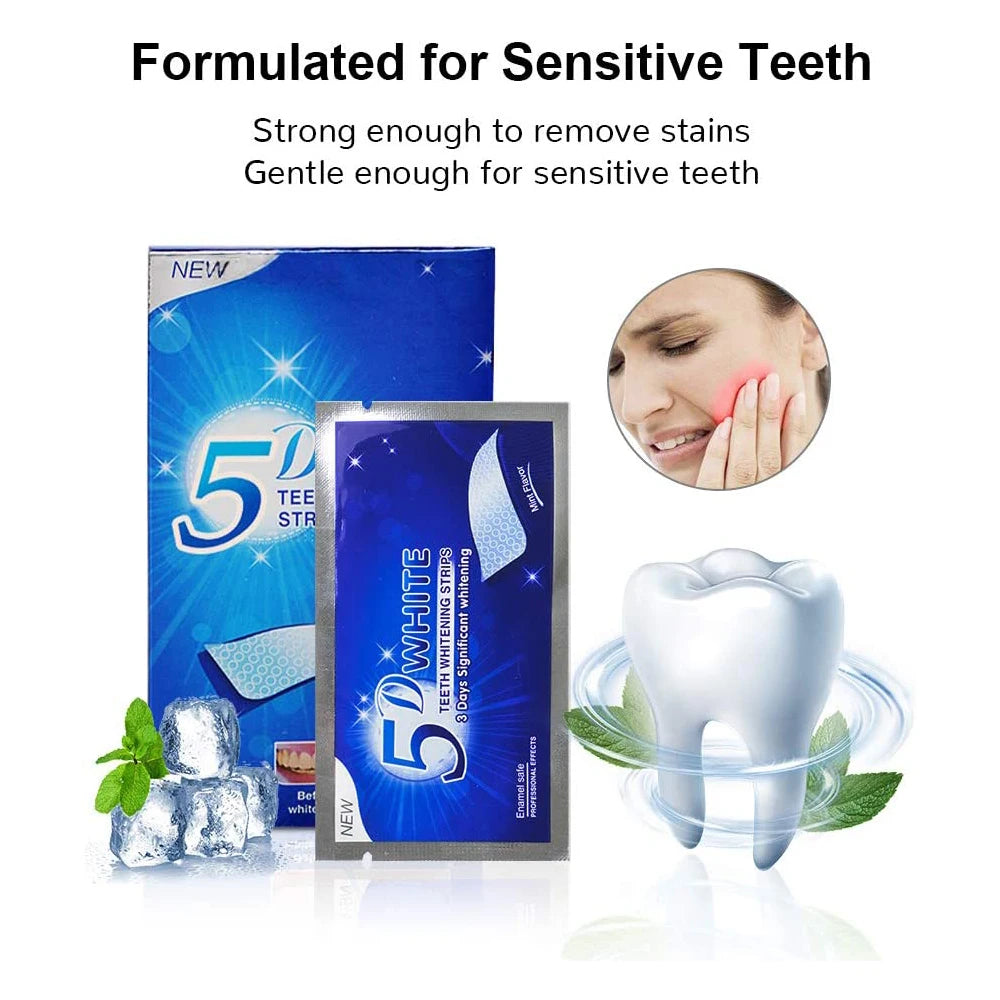 5D White Teeth Whitening Strip Whitening Gel Whiter Strip Removing Smoking Coffee Stain Effective Home Use Tooth Whitening Kit