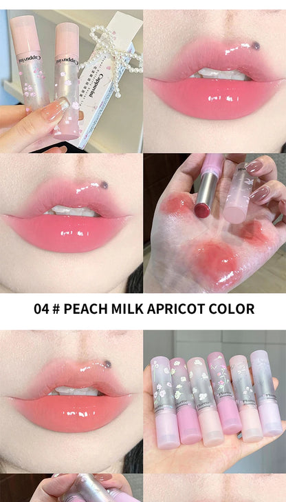 Flowery dish language lip gloss mirror lip glaze beep lip water light lasting makeup not easy to dip cup makeup