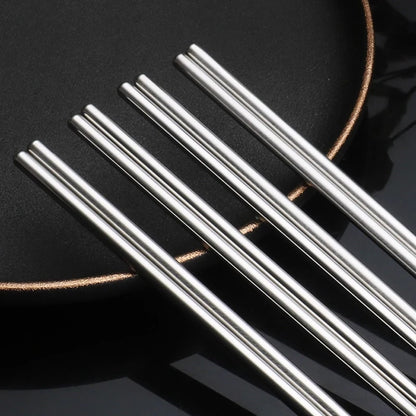 2/5/10 Pairs Chinese Chopsticks Stainless Steel Non-slip Sushi Chopstick Korean Japanese Food Metal Sticks Kitchen Tableware Set