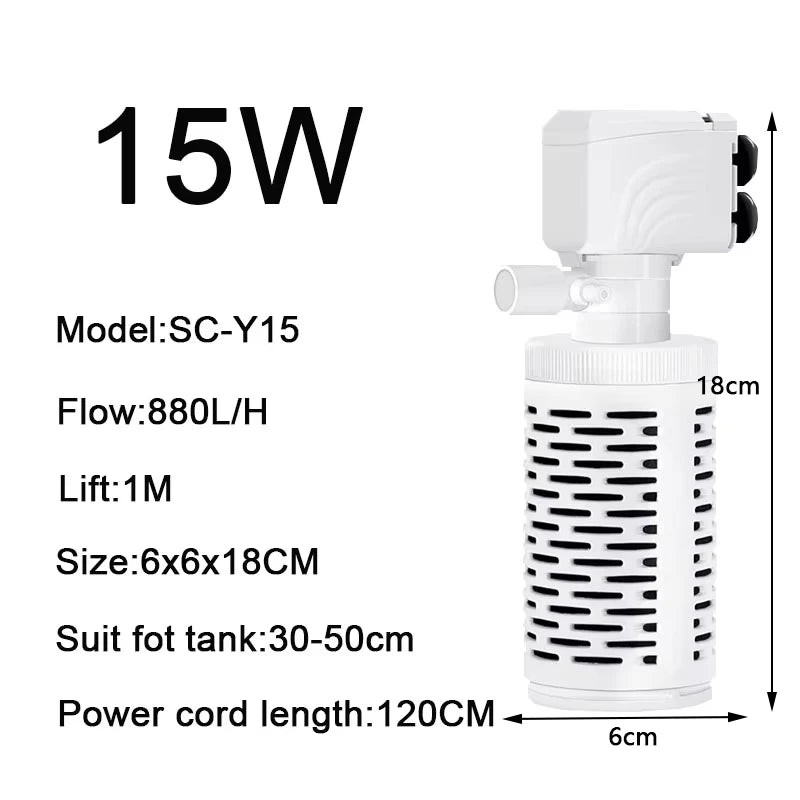 3 in 1 Aquarium Filter Pump Silent Fish Tank Submersible Air Oxygen Aerator Aquarium Air Pump Water Changer Pump Wave Maker 220v